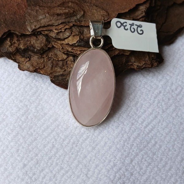 Producto - Dije Plata 925 con cuarzo rosa oval