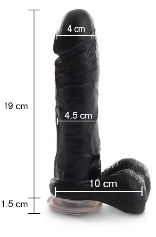 Producto - DILDO NEGRO CON VENTOSA 19 X 4,5 CM - 3