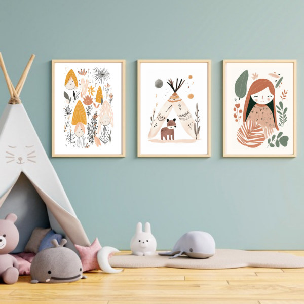 Producto - Set de 3 Laminas Bohemias infantiles - LAM-K35