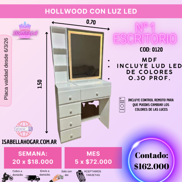 Producto - HOLLYWOOD CON LUZ LED N1 ESCRITORIO
