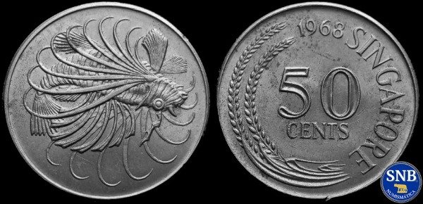 Producto - Singapur - 50 Centavos (1968) KM #5 Pez León [VF]