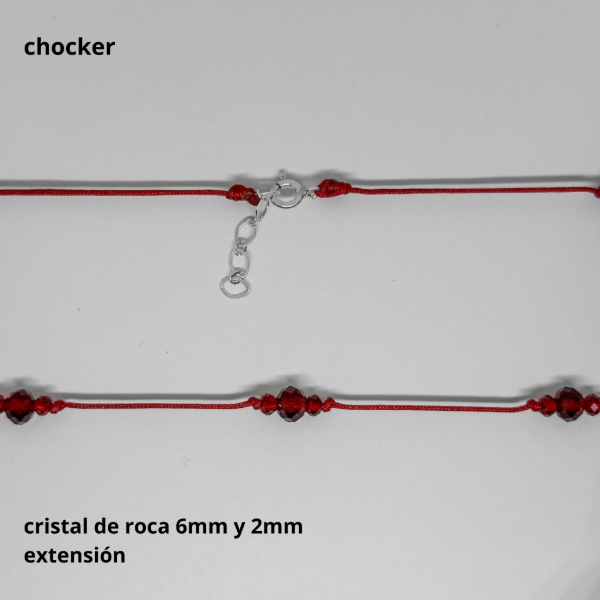 Producto - CHO #FP - Chocker de hilo, cristal de roca 6mm y 2mm (DÓLAR)