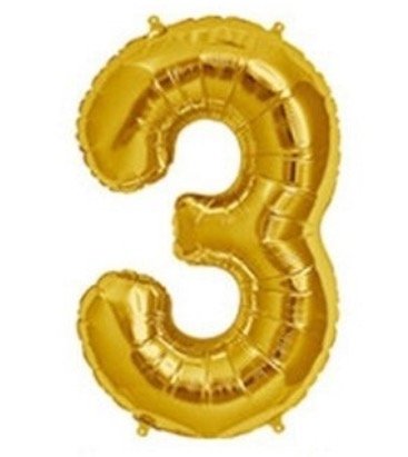 Producto - Globo Número dorado N3 - 1M x unidad