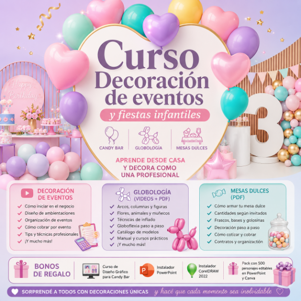 Producto - Curso Decoración de Eventos y Fiestas Infantiles