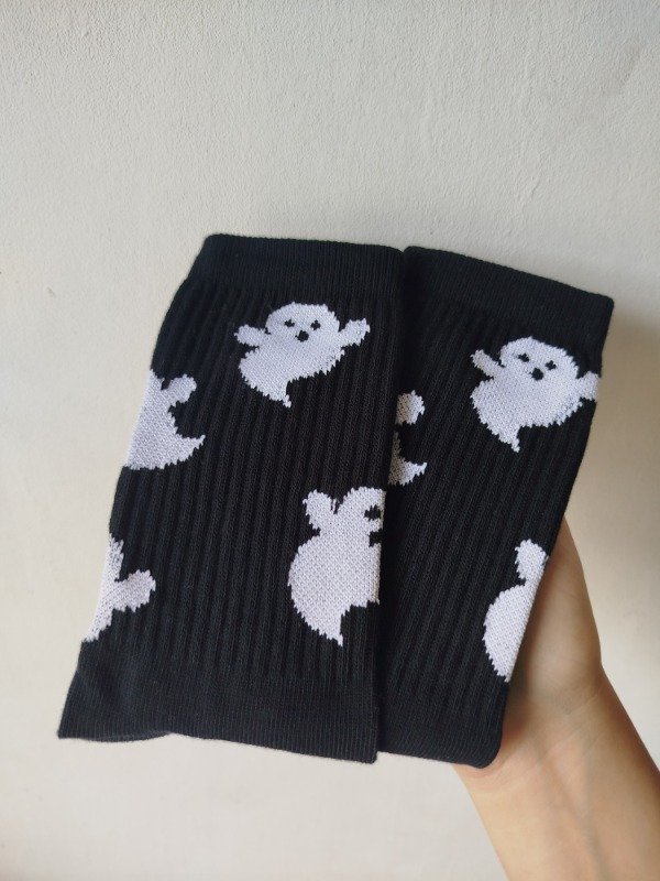 Producto - Medias 3/4 fantasmas negro y blanco