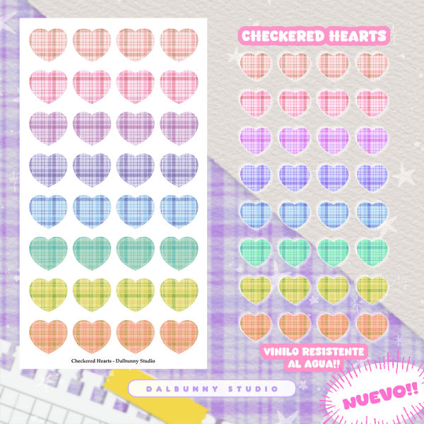 Producto - Checkered Hearts - Planchita de vinilo