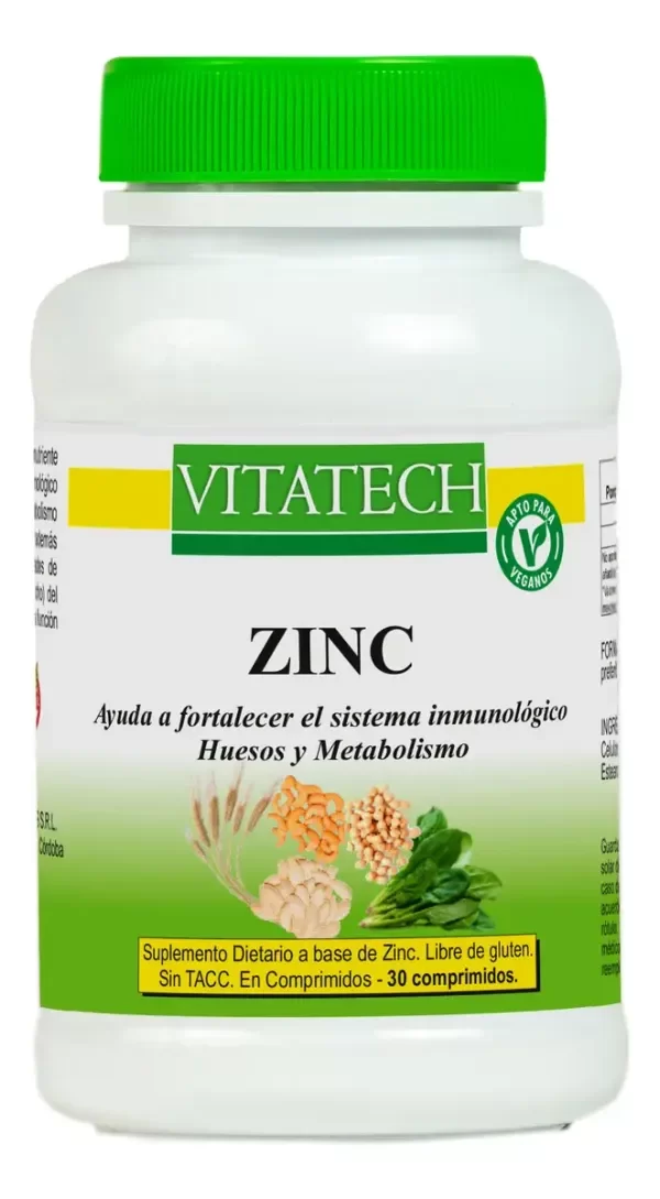 Producto - Zinc X 30 Comprimidos Antioxidante Vitatech Sabor Sin sabor