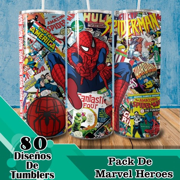 Producto - Diseños Digitales / Plantillas Para Tumblers De Marvel Heroes