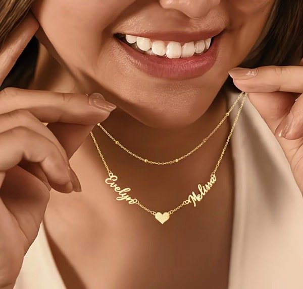 Producto - Collar doble 2 nombres dorado