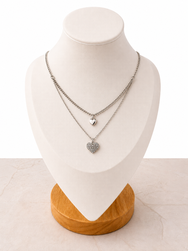 Producto - CADENA DOBLE CORAZÓN CON CUBICS 1351
