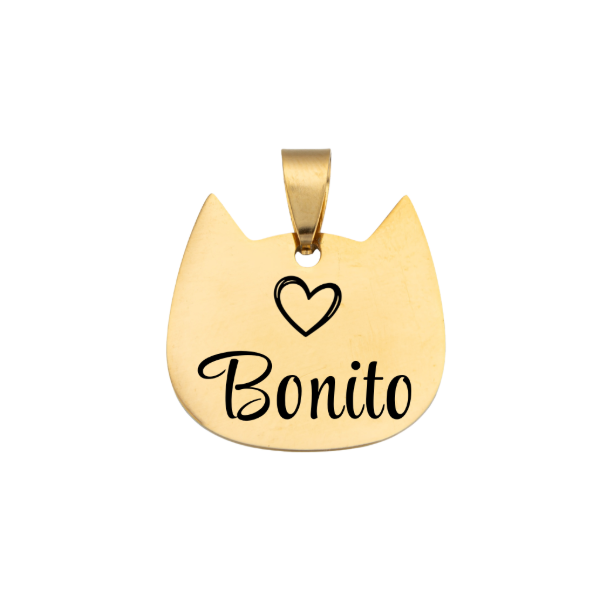 Producto - Chapita Personalizable Gato Dorado - Corazon dibujo - 0