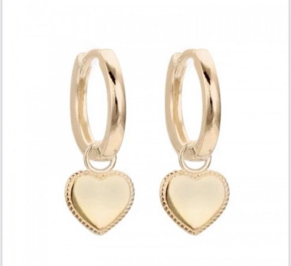 Producto - Argollitas con dije Corazón Plata 925 Rosé. PAR