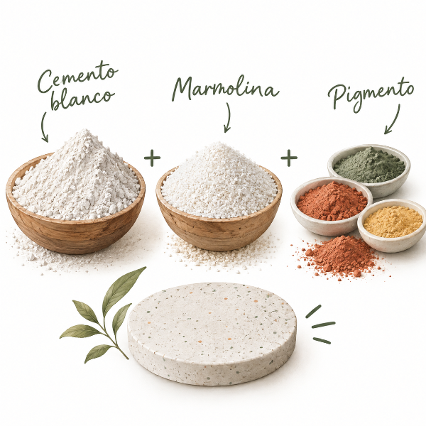 Producto - CEMENTO BLANCO+MARMOLINA+PIGMENTO