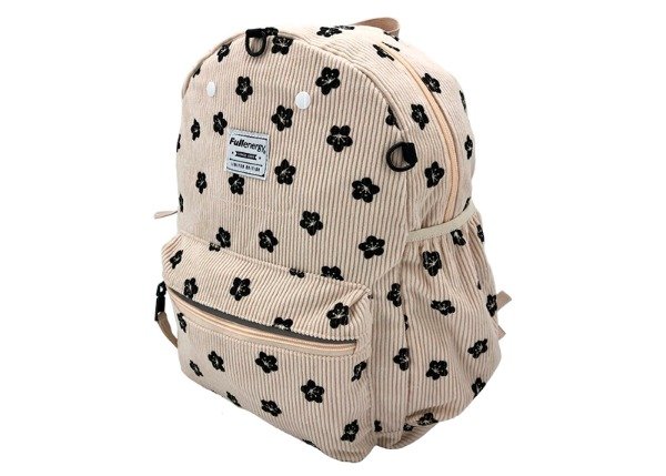 Producto - MOCHILA CORDEROY FLORES BEIGE