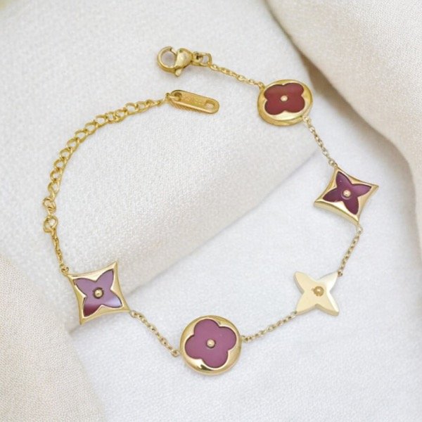 Producto - Pulsera dijes flores Bordo