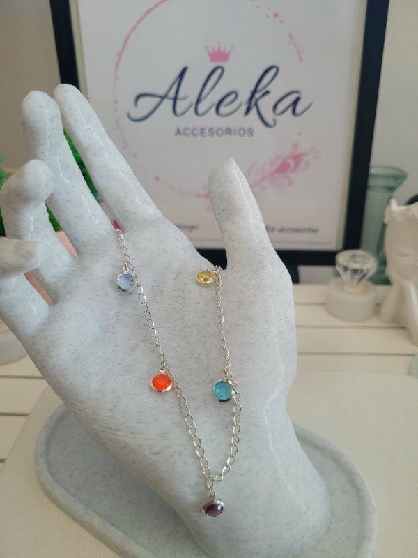 Producto - Collar con dijes de colores de acero blanco - 1