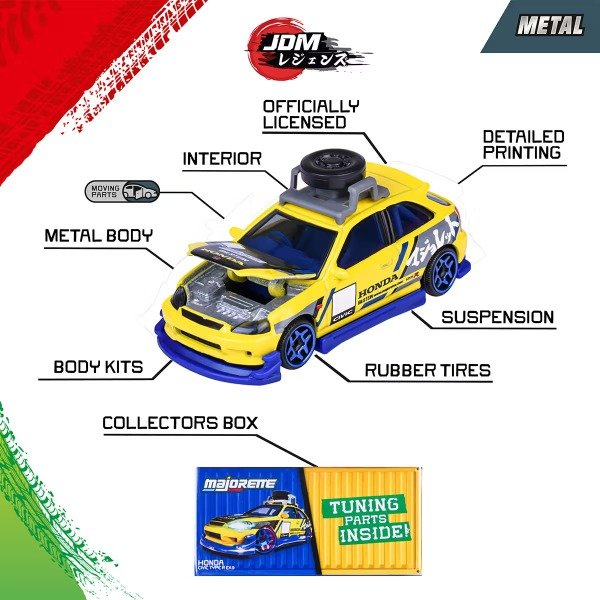 Producto - Majorette JDM Legends Deluxe Moving Parts Honda Civic Type R EK9 - 2