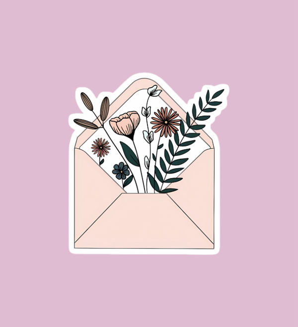 Producto - Sticker individual aesthetic carta flores rosa