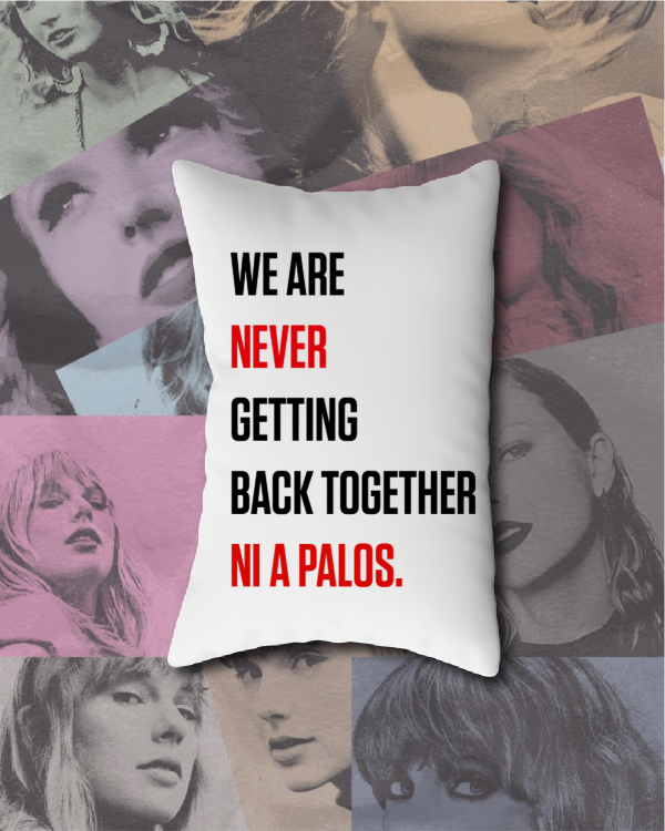 Producto - WE ARE NEVER GETTING  BACK TOGETHER NI A PALOS - Taylor Swift - Almohadón