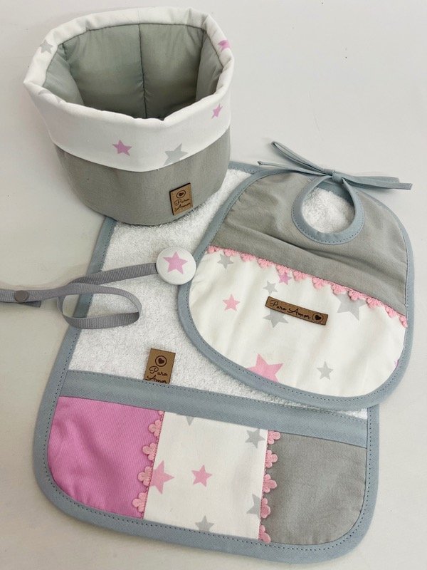 Producto - Opción 0: estrellitas gris y rosa