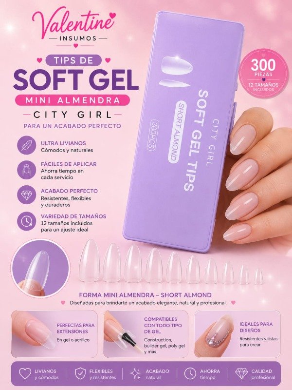 Producto - TIPS DE SOFT GEL ALMENDRA CITY GIRL
