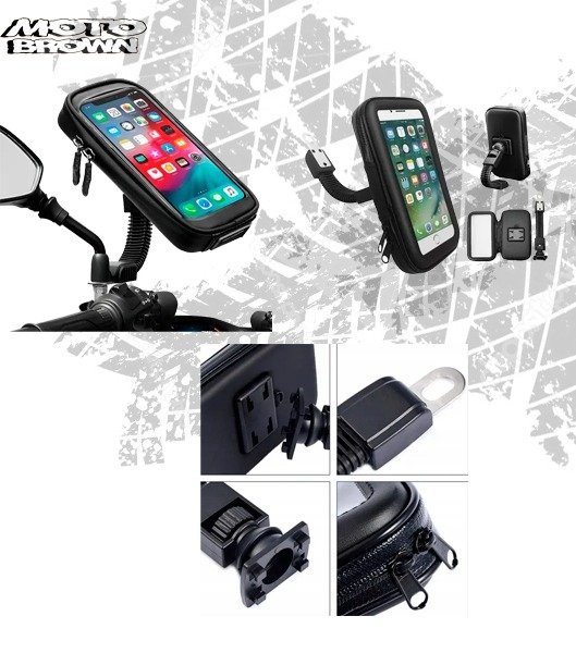 Producto - Soporte de Celular Moto en Espejo + Funda Touch