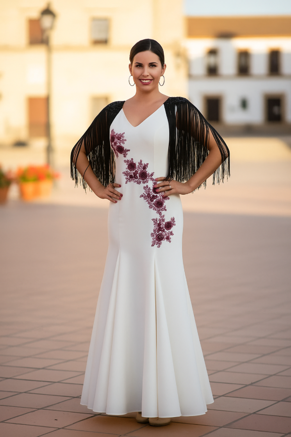 Producto - Hombreras Tejidas con Flecos de Seda Negro