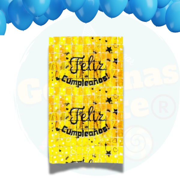 Producto - Cortina Cuadraditos Feliz Cumpleaños