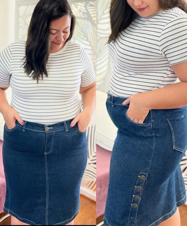 Producto - Paola pollera de jeans talle especial AZUL