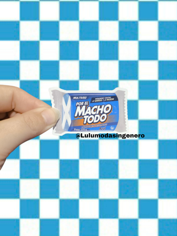 Producto - Sticker Vinilo Por el macho todo Jabón meme Martin cirio