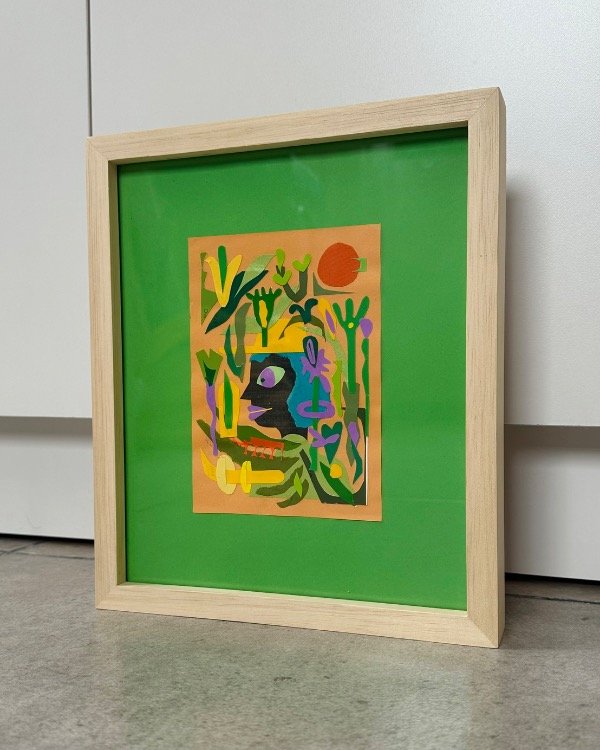 Producto - Collage chica en el jardin - Enmarcado