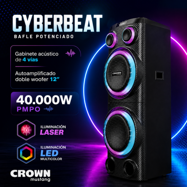 Producto - PARLANTE TORRE CROWN MUSTANG CYBERBEAT