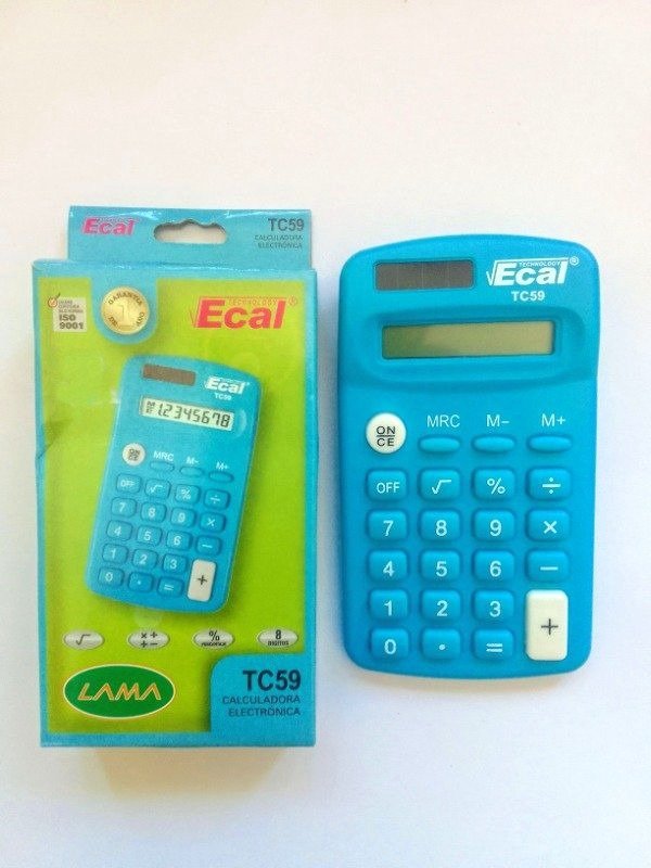 Producto - Calculadora Ecal TC59-60 8 dígitos Color Celeste 10x6 cm.