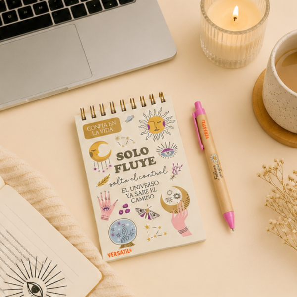 Producto - Libreta Mini Solo Fluye y Lapicera Ideal regalo