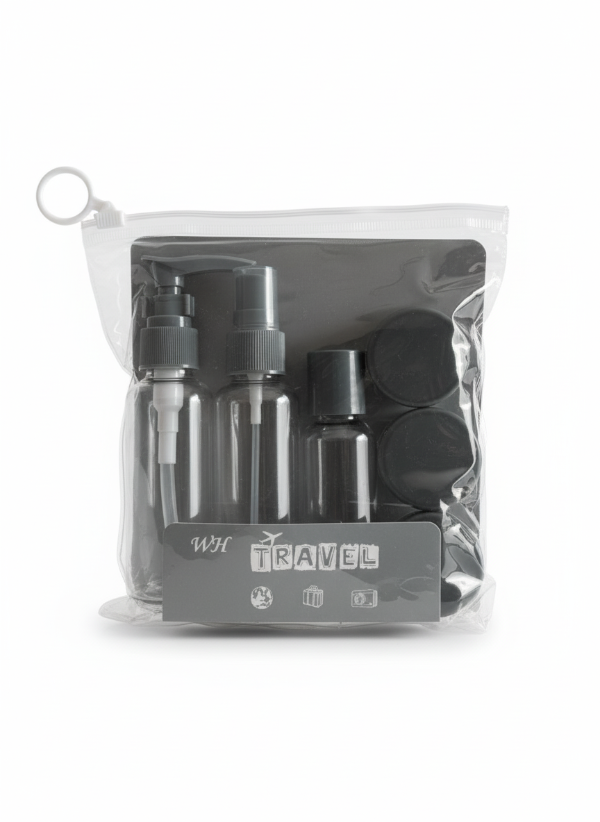 Producto - Neceser Set De Viaje (6 Botellas Y Frascos) Kit Viajero