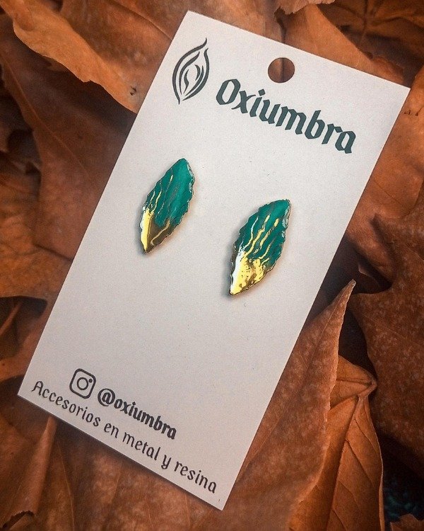 Producto - Mini Aretes Hoja (dorado y verdigris)