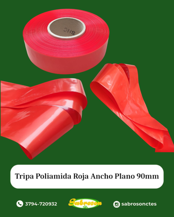 Producto - Tripa Poliamida Roja Ancho Plano 90mm X 50 Mts
