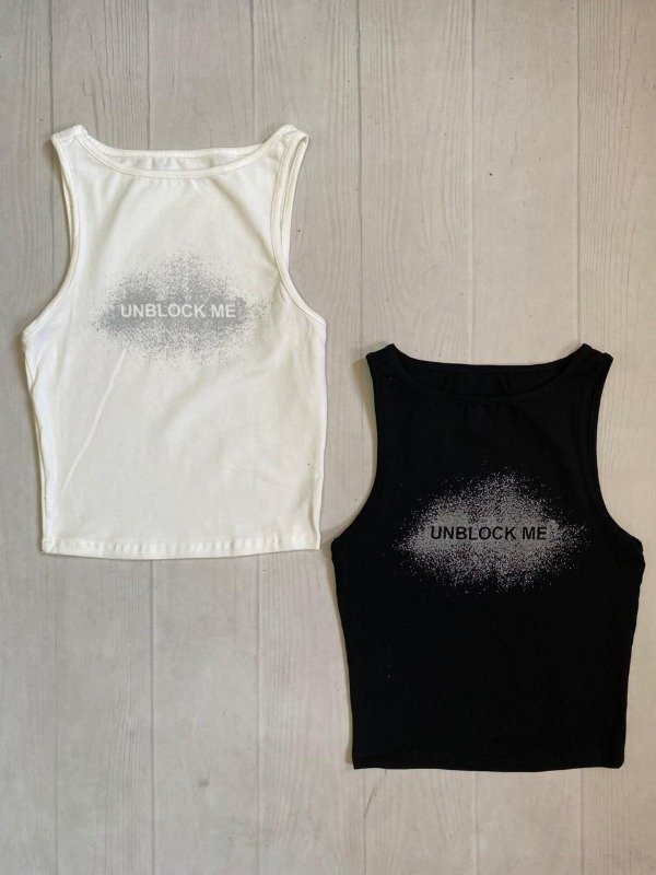 Producto - [5678] Musculosa ''Unblock me'' brillo algodon