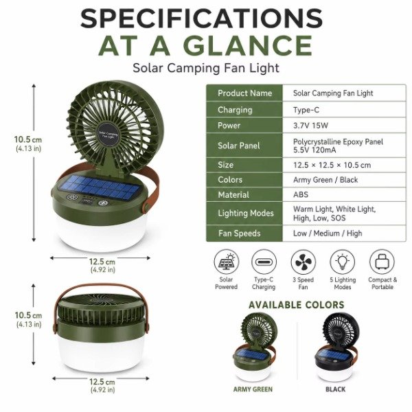 Producto - HG758 Lampara Con Ventilador Portátil Multiuso Recarga Usb/solar - 4