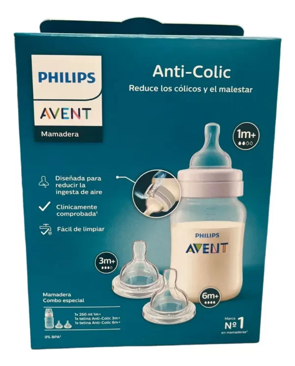 Producto - SET AVENT MAMADERA ANTICÓLICO 260ML + 2 TETINAS 3M Y 6M