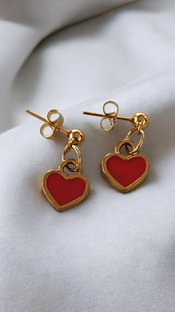 Producto - Aros bolita corazón rojo