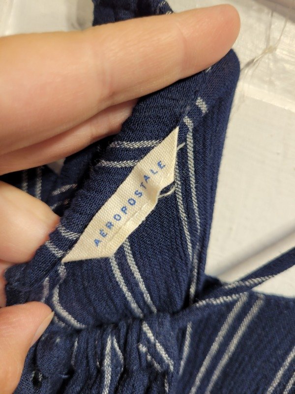 Producto - Mono AEROPOSTALE lino azul con rayas blancas Talle M/L - PRECIO: 72X - 4