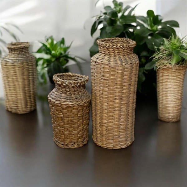 Producto - Jarrones de cestería en fibras naturales