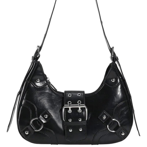 Producto - Mini Bag Negra Cuero Sintético 30x16x7cm