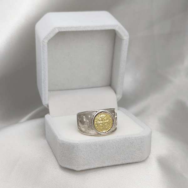 Producto - Anillo San Benito Plata y Oro Ancho - 5