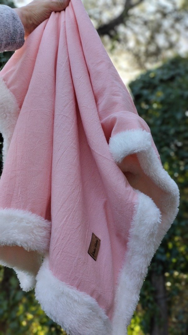 Producto - Manta TUSSOR Y CORDERITO Rosa Princesa