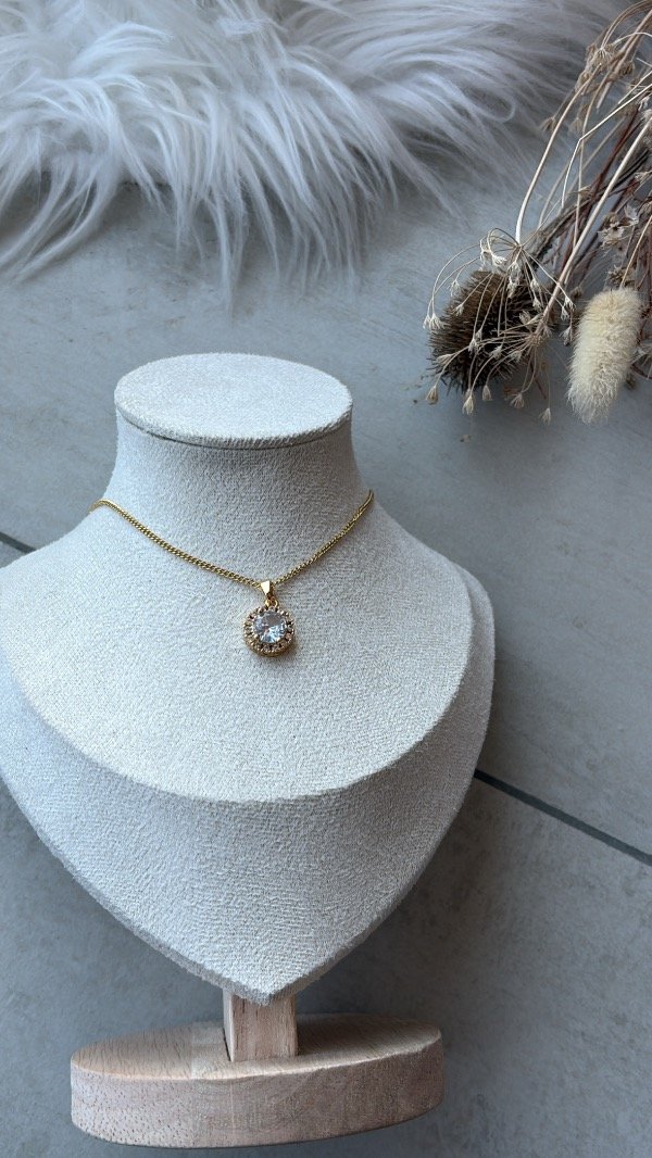 Producto - Collar de acero dorado strass l