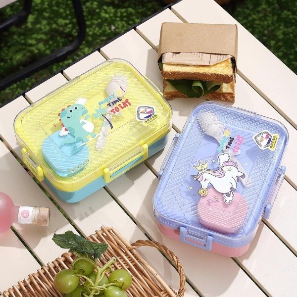 Producto - LUNCHERA INFANTIL PLASTICA C/DIVISION Y CUBIERTO