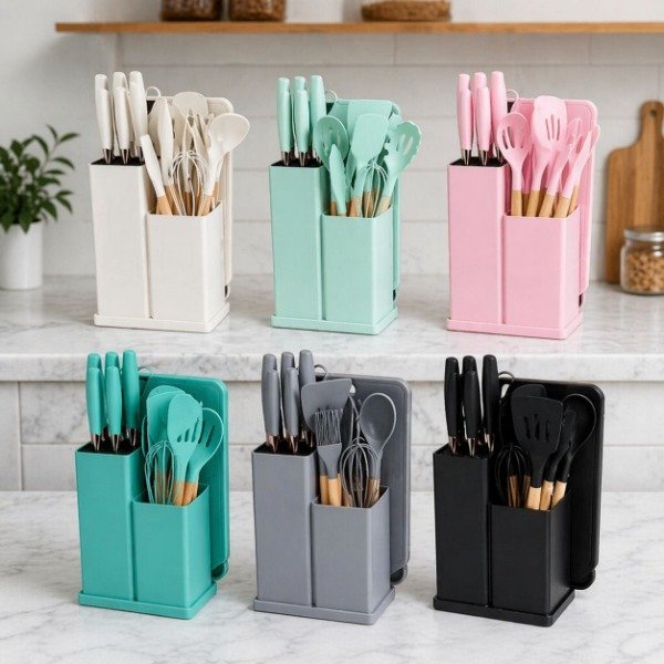 Producto - utensilio cocina silicona c/ tabla y cuchillo