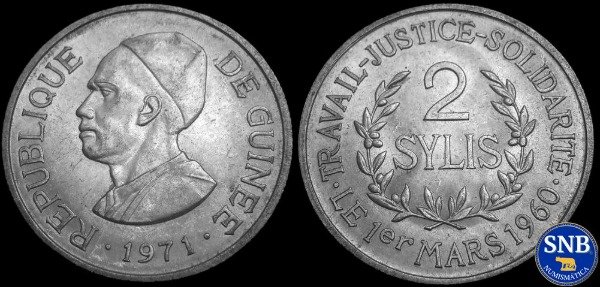Producto - República de Guinea - 2 Sylis (1971) KM #44 [XF] - Estado Socialista